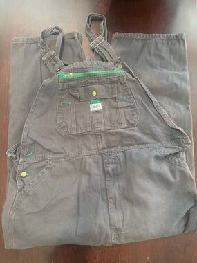 liberty 40 x 30 Dark Gray Overalls with Green Accents
